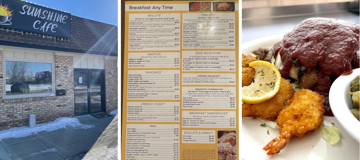 Sunshine Cafe Eldora, Iowa Menu