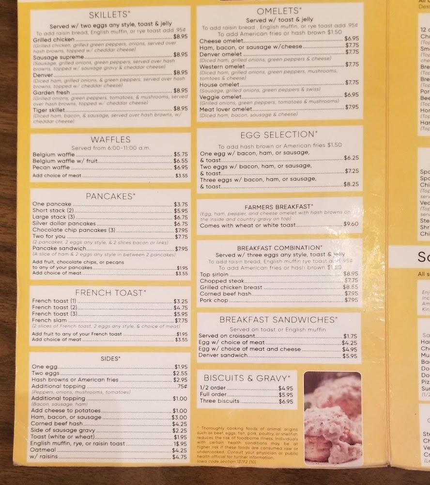 Sunshine Cafe Eldora, Iowa Menu image 2